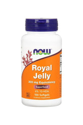 Now Foods Royal Jelly 300 mg dietary supplement, 100 softgels for energy and immune support.